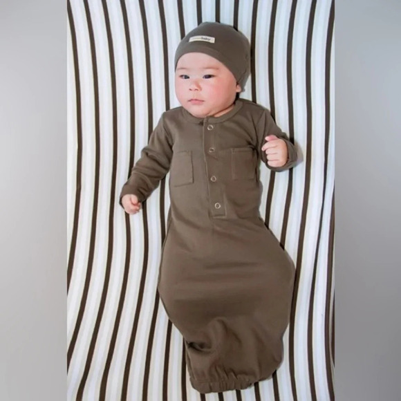 L'ovedBaby sleeping gown brown snap front gender neutral size 0-3 months - Picture 10 of 10